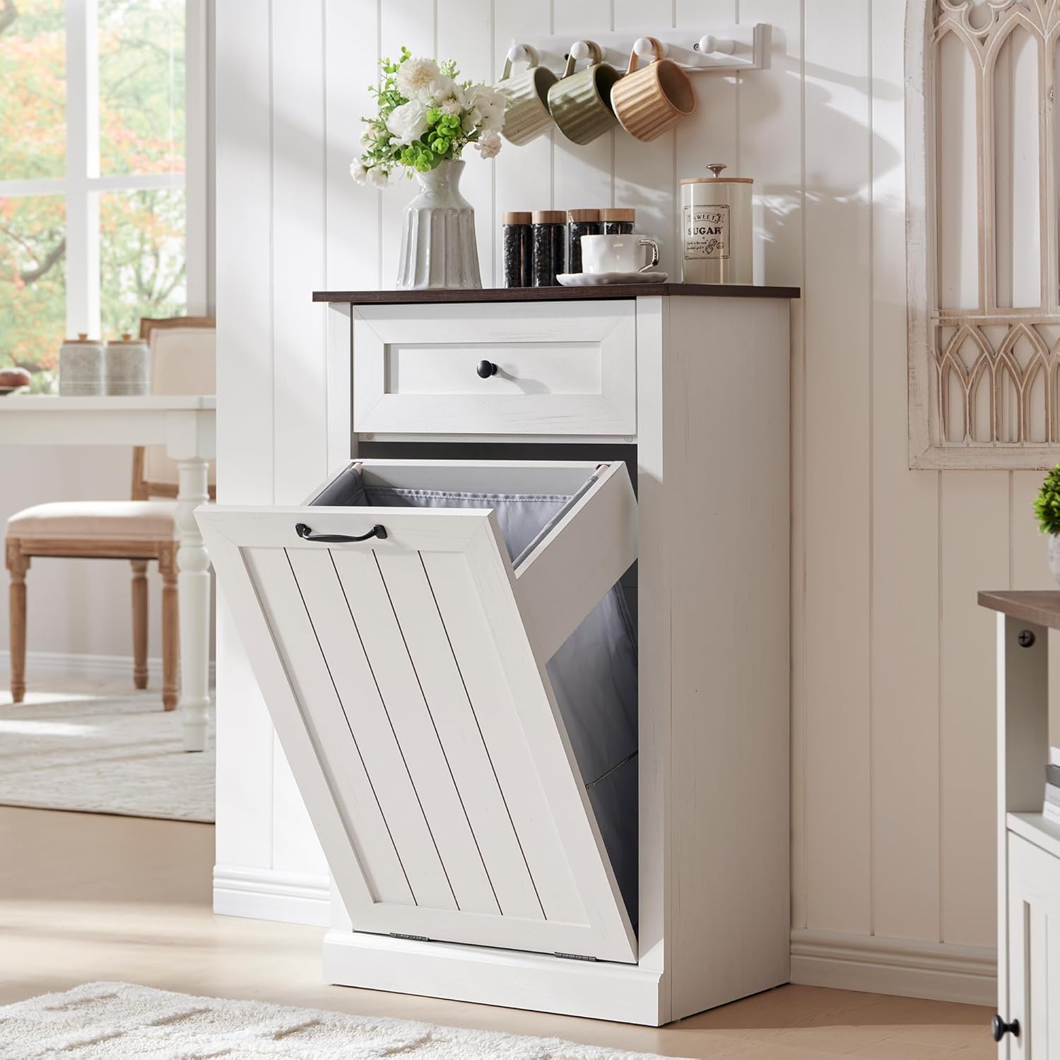 Tilt Out Trash Can Cabinet, 10 Gallon Farmhouse Laundry Hamper Cabinet – IFGET